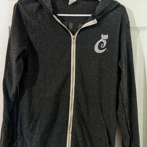 Cat Hoodie Women's Sz S PURR Full Zip Sweatshirt Pocket Long Sleeve‎ Gray NEW